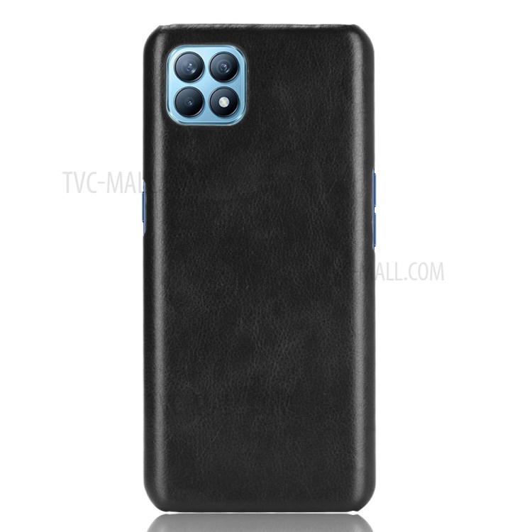 Litchi Texture PU Leather Coated PC Mobile Casing for Oppo Reno4 SE - Black-2