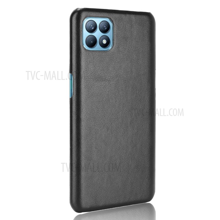 Litchi Texture PU Leather Coated PC Mobile Casing for Oppo Reno4 SE - Black-3