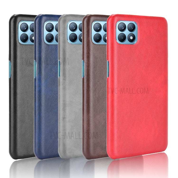 Litchi Texture PU Leather Coated PC Mobile Casing for Oppo Reno4 SE - Black-7