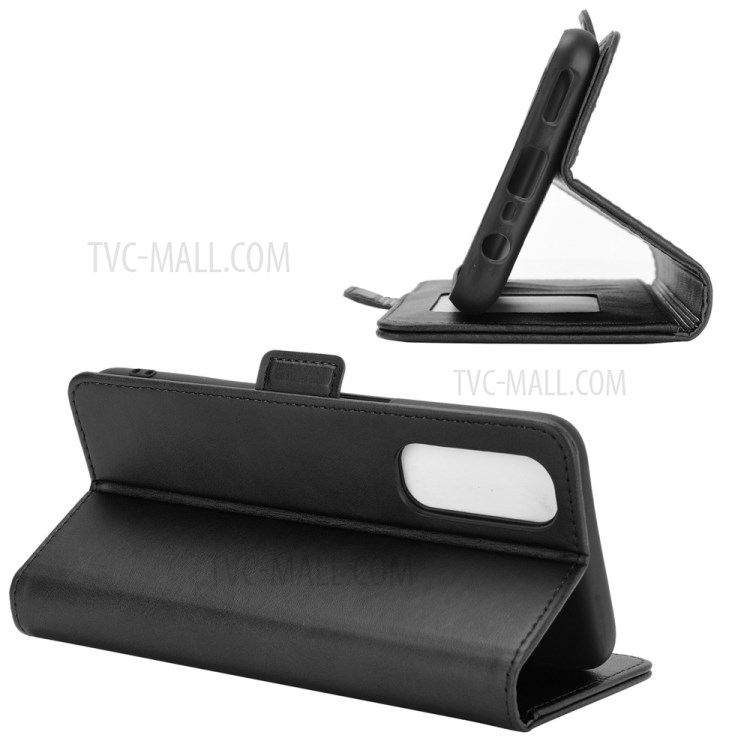 Double Clasp Flip Stand Leather Cover for Realme 7 (Global) / Realme 7 (Asia) - Black-4