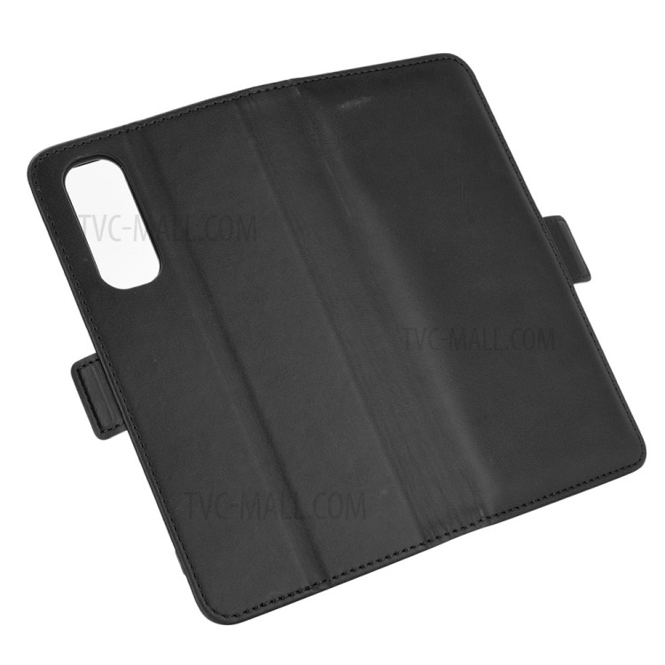 Double Clasp Flip Stand Leather Cover for Realme 7 (Global) / Realme 7 (Asia) - Black-6