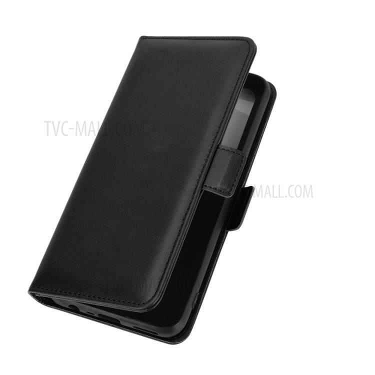 Double Clasp Flip Stand Leather Cover for Realme 7 (Global) / Realme 7 (Asia) - Black-7