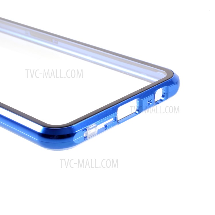 Double-sided Tempered Glass + Metal Frame Magnetic Lock Phone Case for Oppo A32 (2020)/A53(2020) - Blue-6
