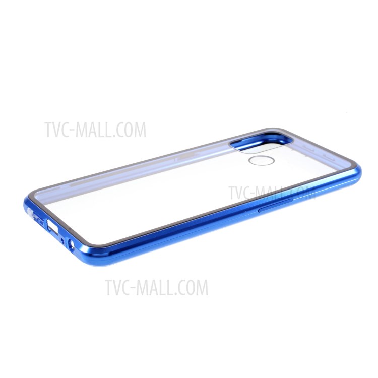 Double-sided Tempered Glass + Metal Frame Magnetic Lock Phone Case for Oppo A32 (2020)/A53(2020) - Blue-7