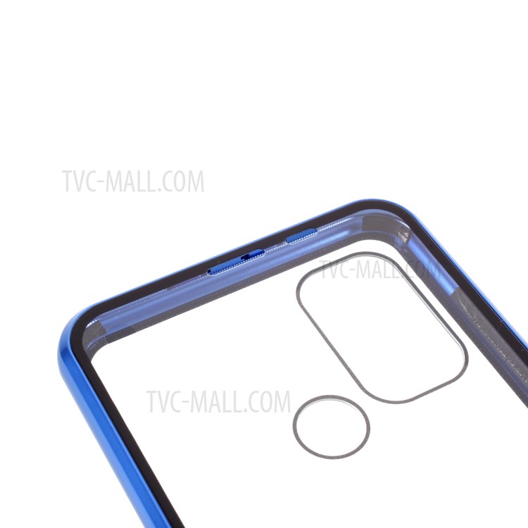 Double-sided Tempered Glass + Metal Frame Magnetic Lock Phone Case for Oppo A32 (2020)/A53(2020) - Blue-9