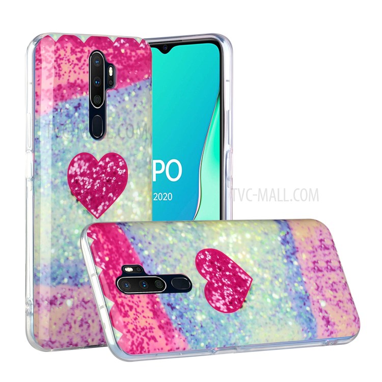 IMD Marble Pattern TPU Back Phone Case Cover for OPPO A9 (2020) - Rose Heart-1
