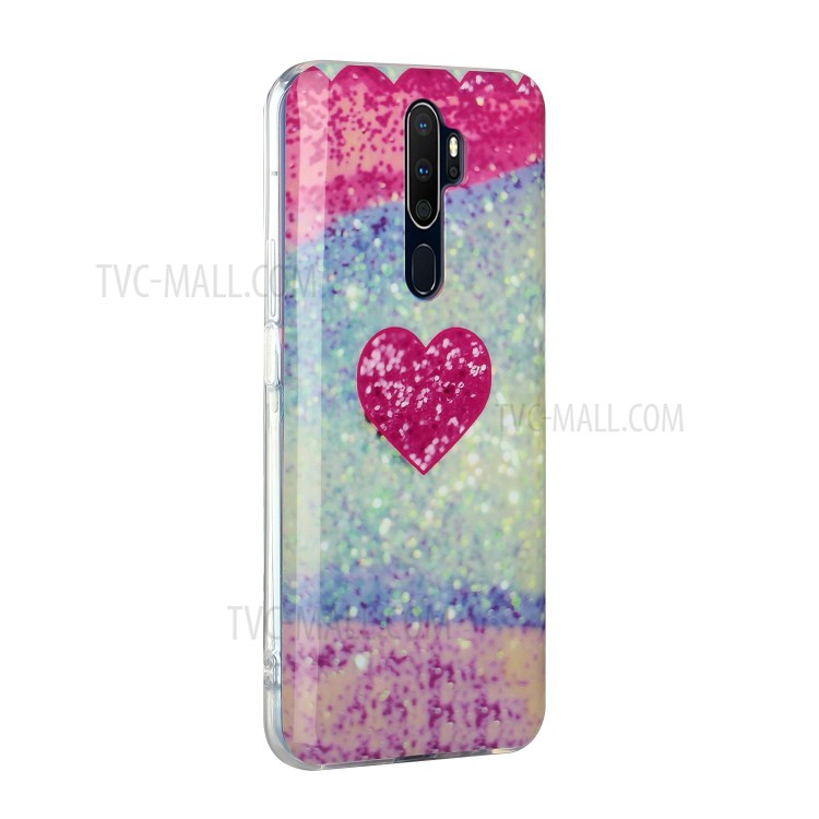 IMD Marble Pattern TPU Back Phone Case Cover for OPPO A9 (2020) - Rose Heart-3