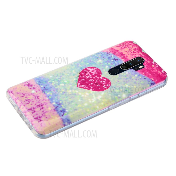 IMD Marble Pattern TPU Back Phone Case Cover for OPPO A9 (2020) - Rose Heart-5