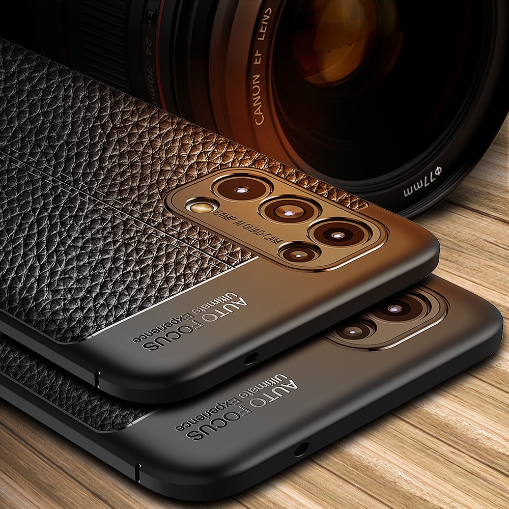 Four Corner Cushion Litchi Texture Soft TPU Protector for Oppo Reno5 5G Mobile Phone Cover - Black-10