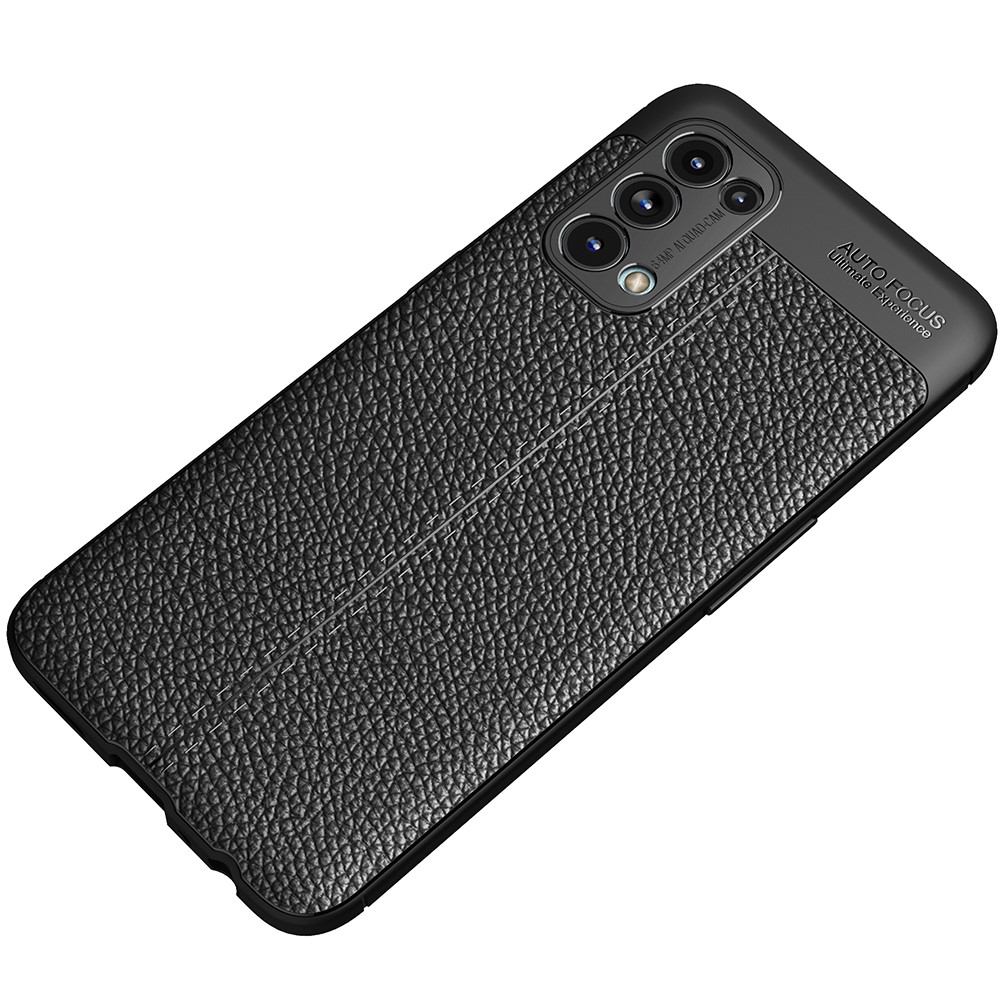 Four Corner Cushion Litchi Texture Soft TPU Protector for Oppo Reno5 5G Mobile Phone Cover - Black-2