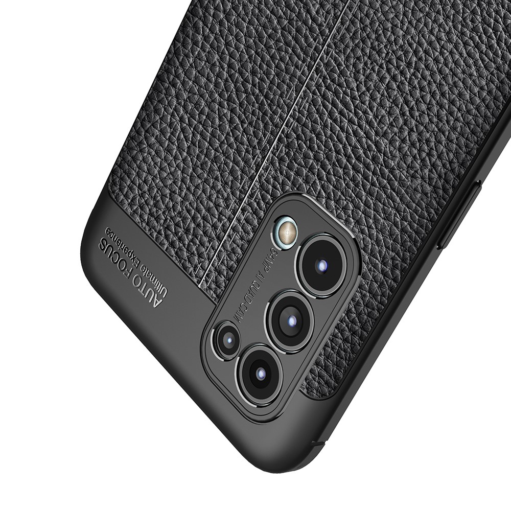 Four Corner Cushion Litchi Texture Soft TPU Protector for Oppo Reno5 5G Mobile Phone Cover - Black-4