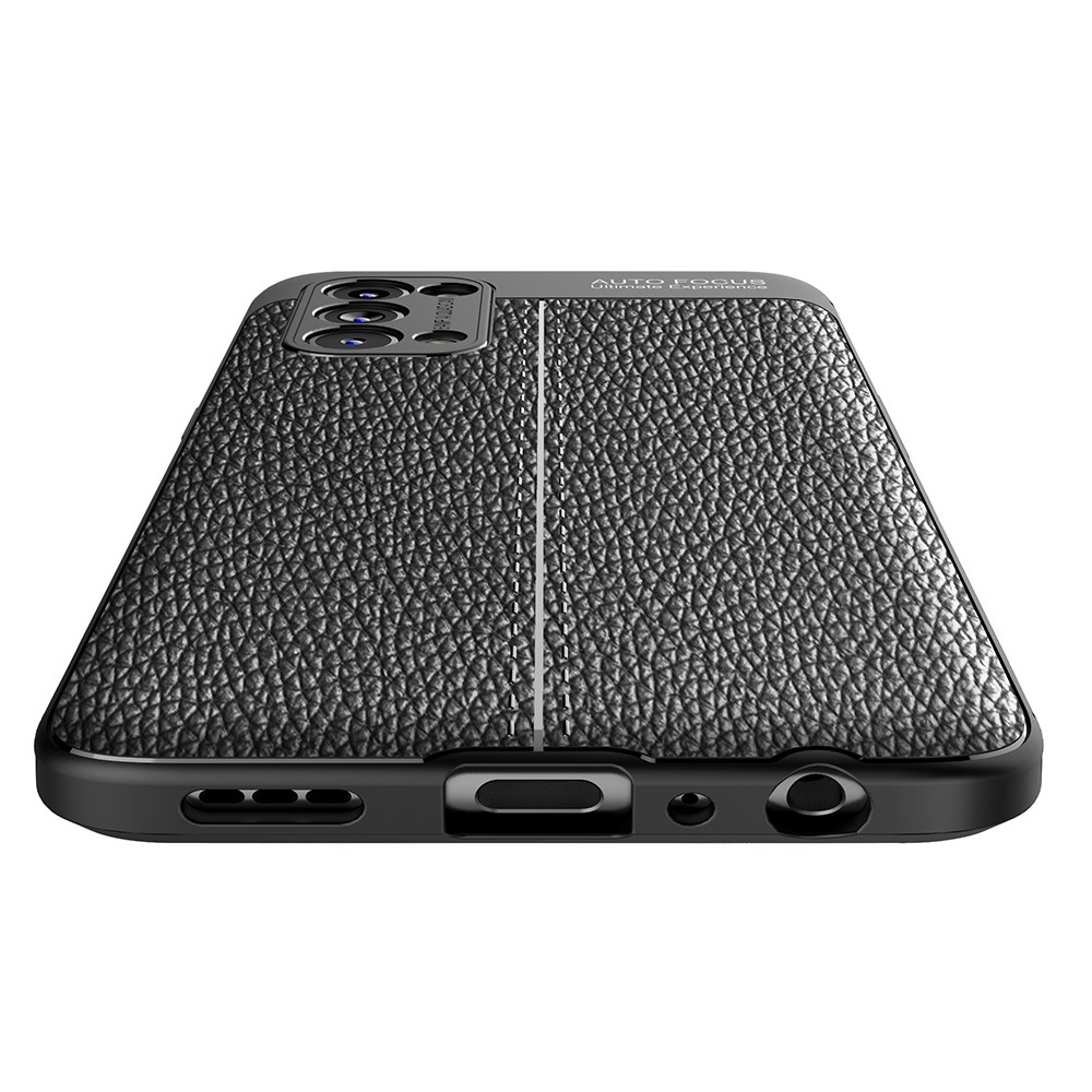 Four Corner Cushion Litchi Texture Soft TPU Protector for Oppo Reno5 5G Mobile Phone Cover - Black-6
