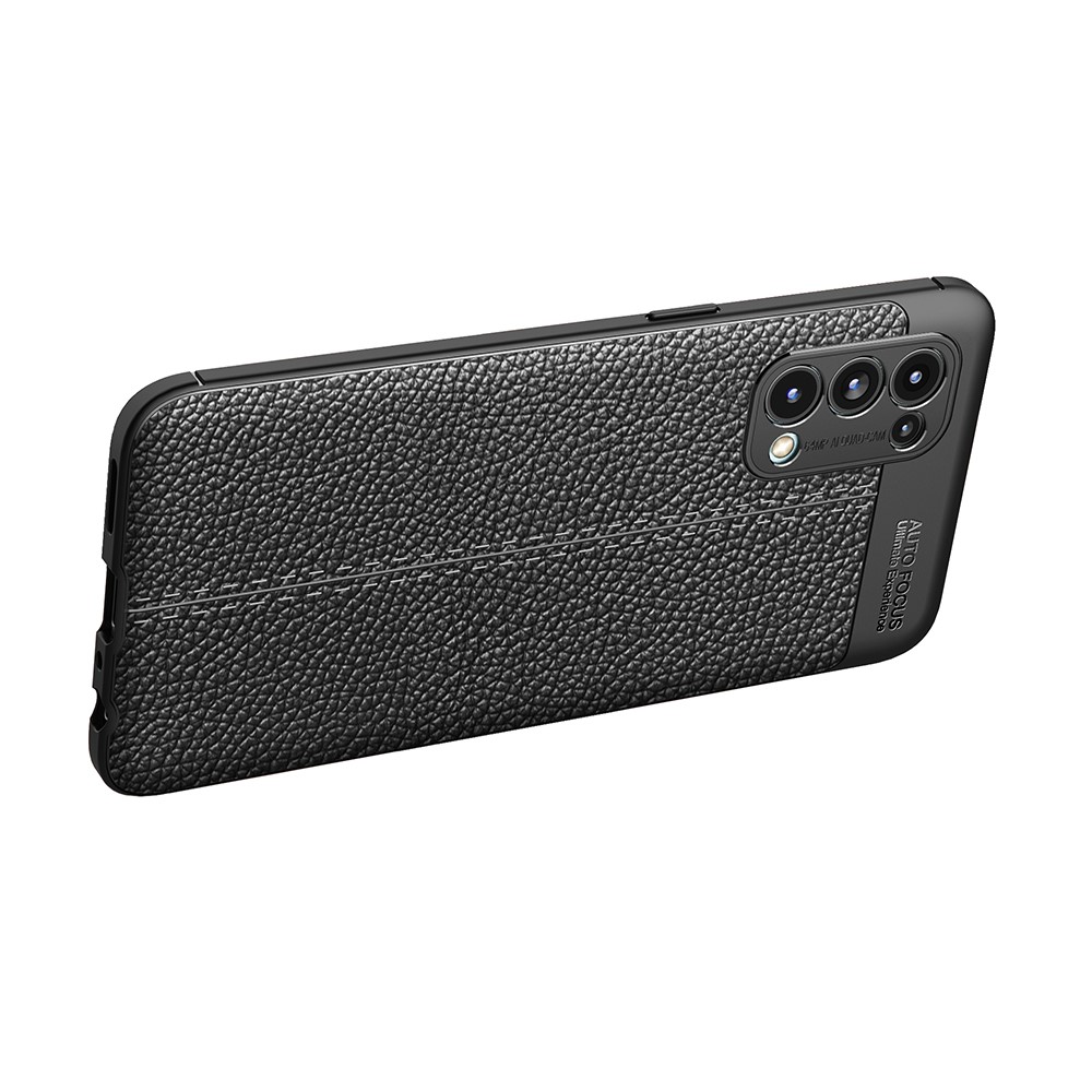 Four Corner Cushion Litchi Texture Soft TPU Protector for Oppo Reno5 5G Mobile Phone Cover - Black-7