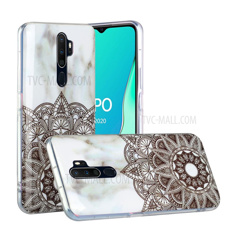IMD Marble Pattern Printing TPU Phone Case for OPPO A9 (2020) - White/Mandala-1