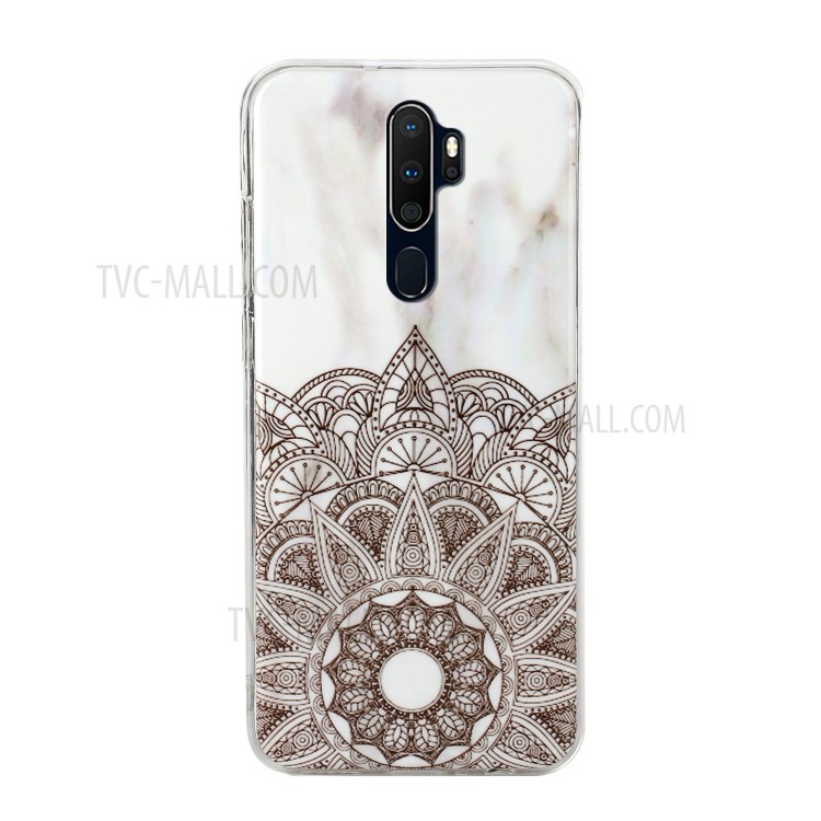 IMD Marble Pattern Printing TPU Phone Case for OPPO A9 (2020) - White/Mandala-2