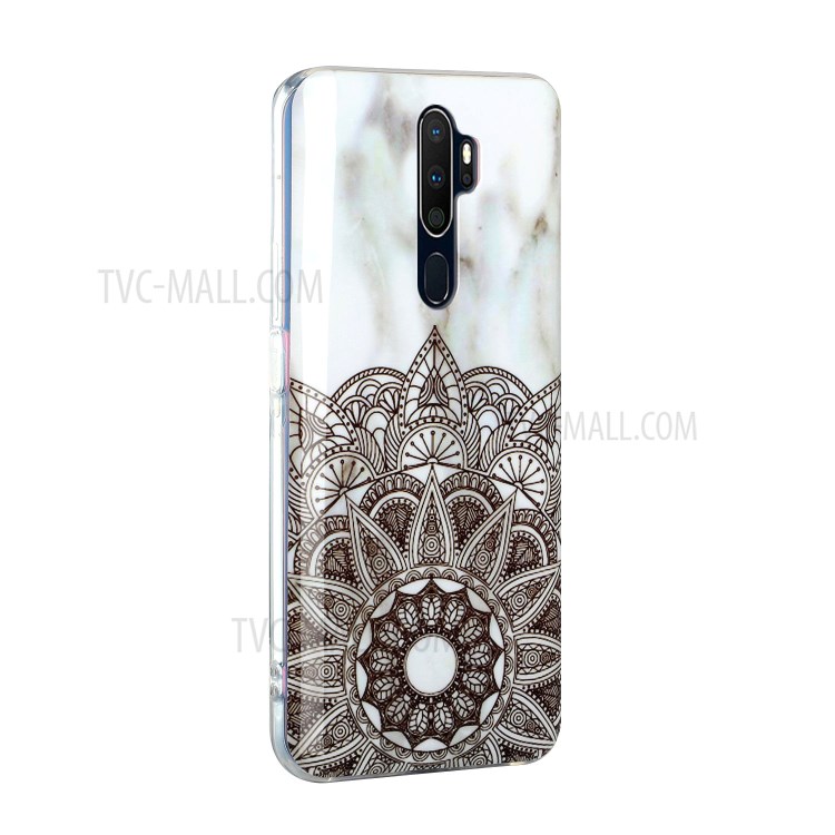 IMD Marble Pattern Printing TPU Phone Case for OPPO A9 (2020) - White/Mandala-3