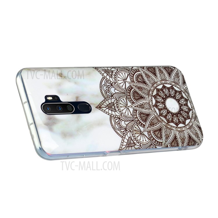 IMD Marble Pattern Printing TPU Phone Case for OPPO A9 (2020) - White/Mandala-4