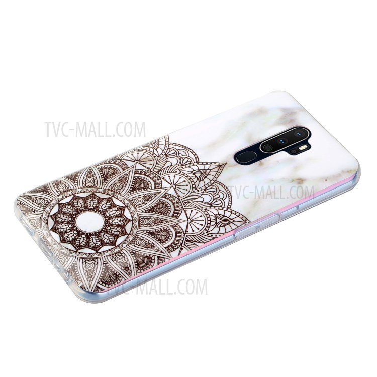 IMD Marble Pattern Printing TPU Phone Case for OPPO A9 (2020) - White/Mandala-5