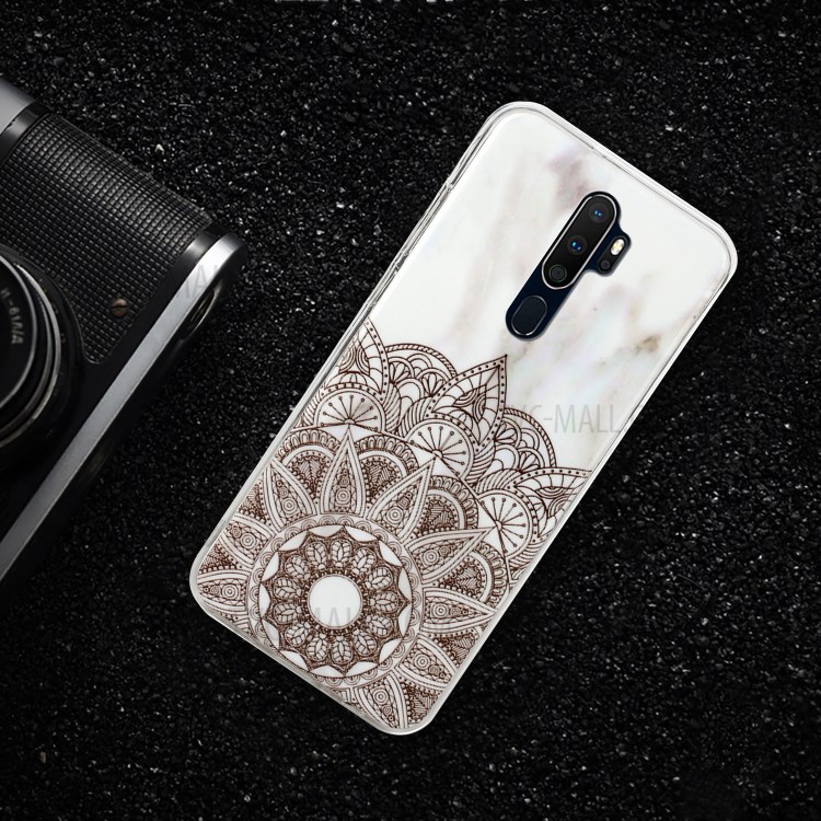 IMD Marble Pattern Printing TPU Phone Case for OPPO A9 (2020) - White/Mandala-6