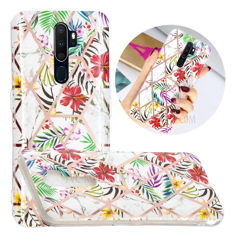 Marble Splice Electroplating IMD TPU Phone Cover Shell for OPPO A9 (2020) - Rainforest-1