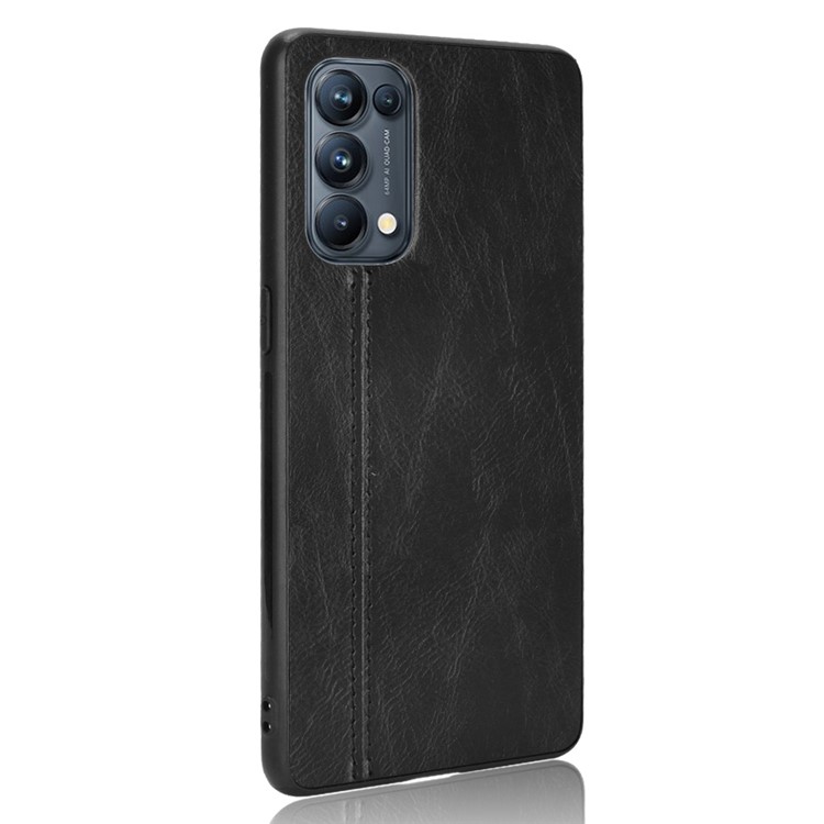 PC + TPU Mobile Phone Case with PU Leather Coated for Oppo Reno5 Pro 5G - Black-4
