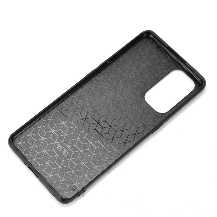 PU Leather Coated PC Panel + TPU Edge Hybrid Shell Case for Oppo Reno5 5G - Black-5