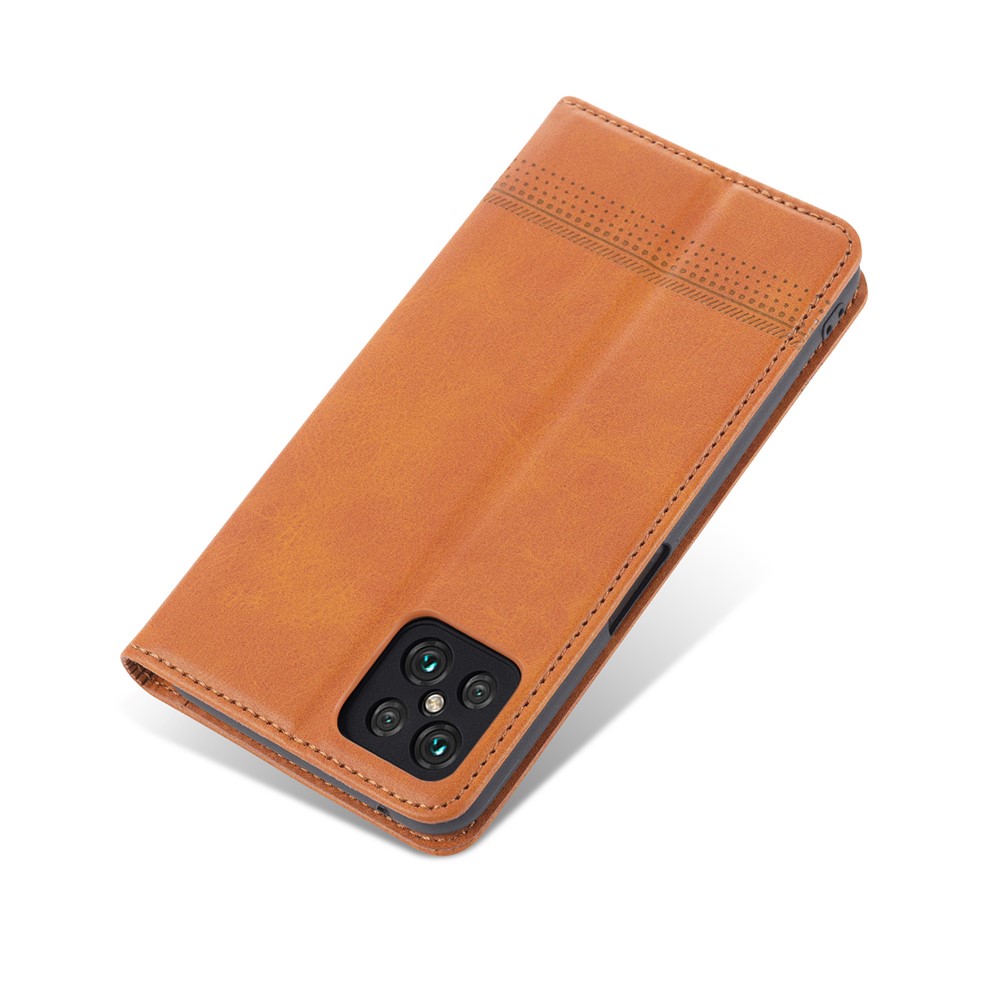AZNS Auto-absorbed Magnetic Stand Wallet Leather Mobile Shell Case for Oppo A92s - Brown-5