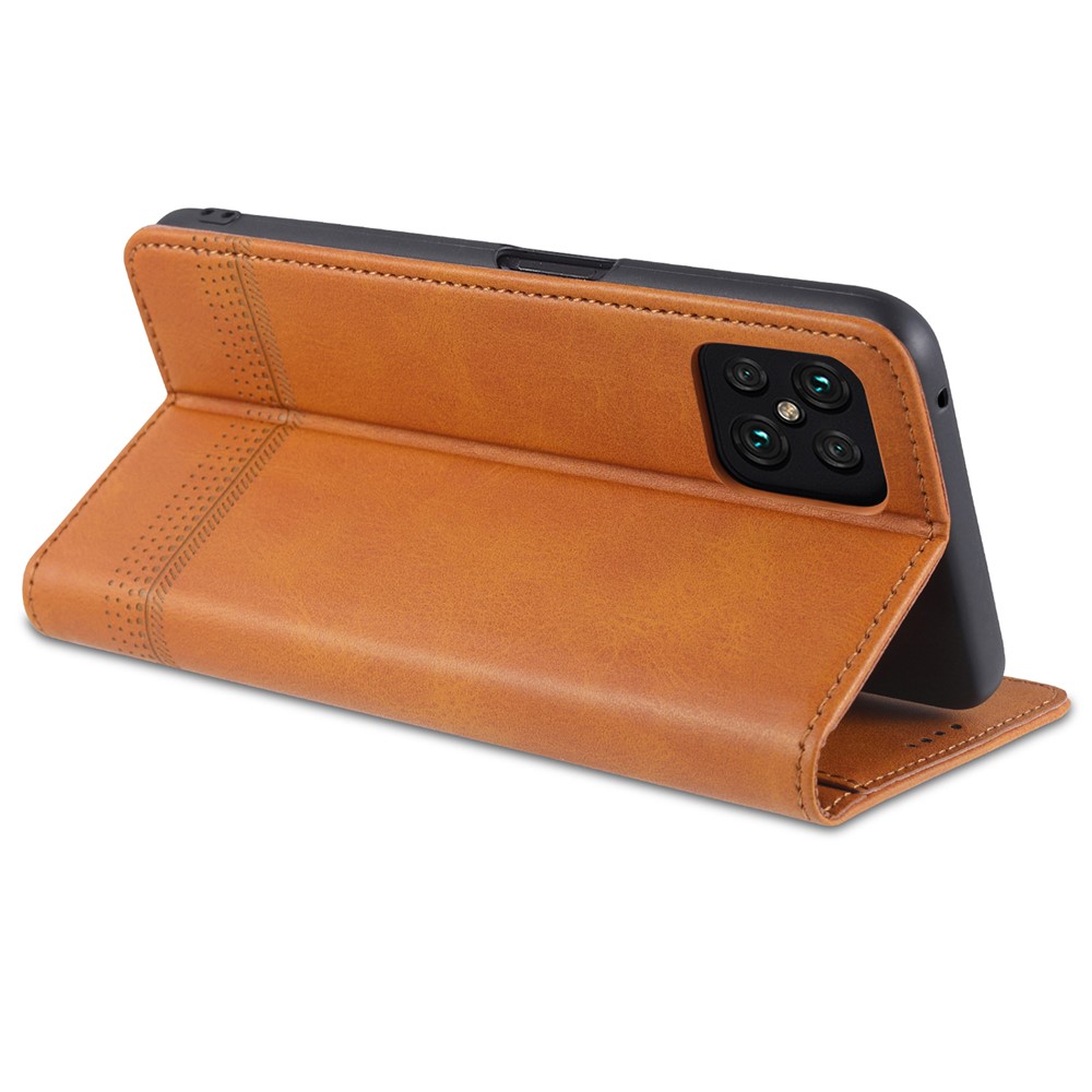 AZNS Auto-absorbed Magnetic Stand Wallet Leather Mobile Shell Case for Oppo A92s - Brown-7