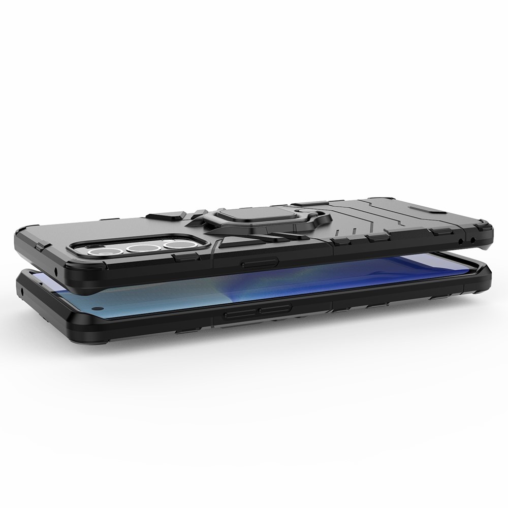 PC + TPU Combo Protective Shell with Finger Ring Kickstand for Oppo Reno5 Pro 5G Hybrid Phone Case - Blue-3