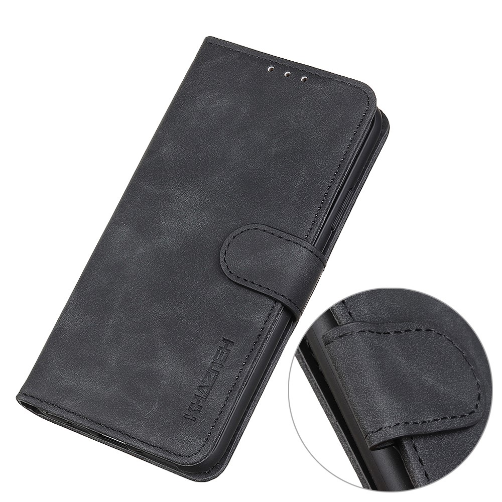 Khazneh Retro Style Folio Tapeur De Téléphone Portable Portefeuille De Portefeuille De Téléphone Portable Pour OPPO Reno5 Pro Plus 5G / Trouver X3 Neo - Noir