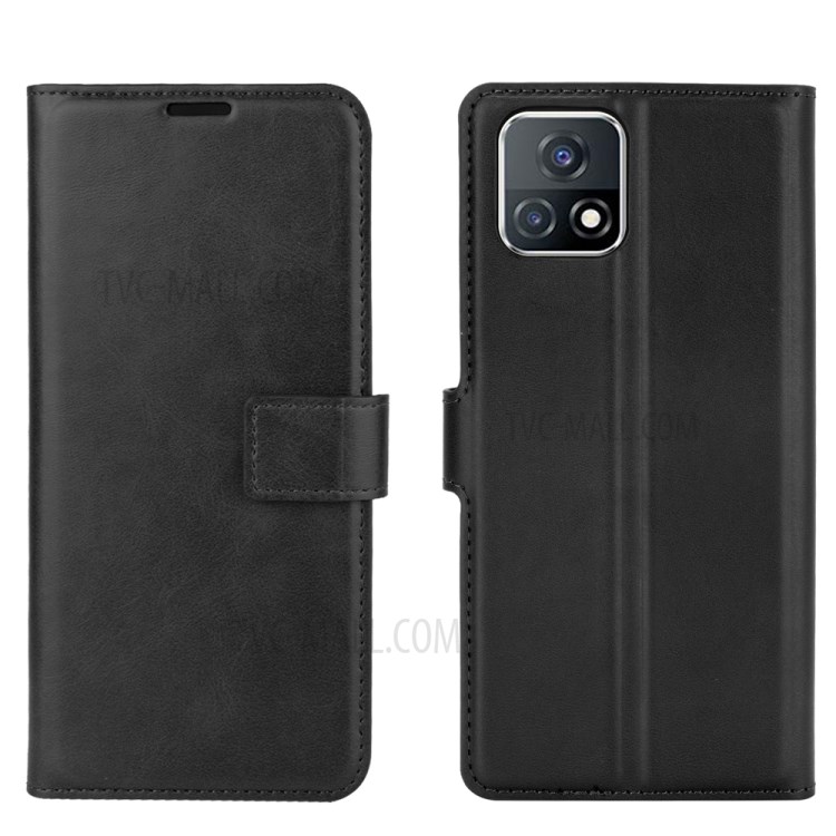 For vivo iQOO U3 / vivo Y52s Wallet Stand Leather Mobile Phone Cover Case - Black-2