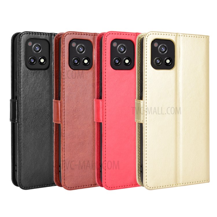 Crazy Horse Skin Leather Phone Wallet Stand Cover Shell with Lanyard for vivo Y52s / vivo iQOO U3 - Black-10