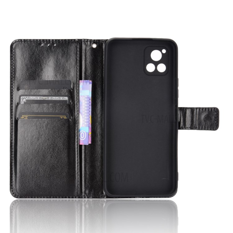 Crazy Horse Skin Leather Phone Wallet Stand Cover Shell with Lanyard for vivo Y52s / vivo iQOO U3 - Black-5