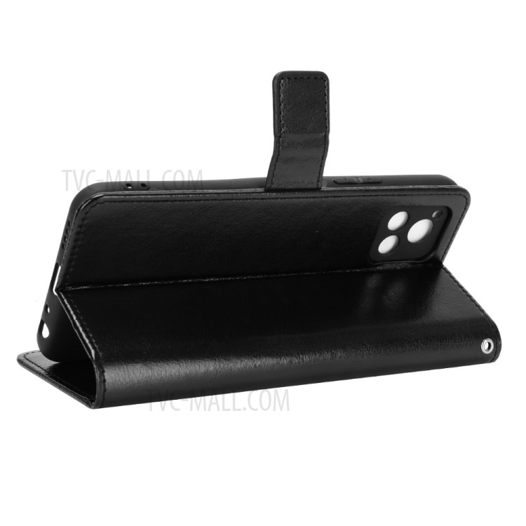 Crazy Horse Skin Leather Phone Wallet Stand Cover Shell with Lanyard for vivo Y52s / vivo iQOO U3 - Black-7