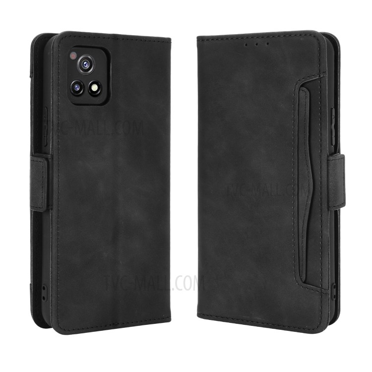 Leather Phone Wallet Design Stand Feature Protective Cover Case with Multiple Card Slots for vivo Y52s / iQOO U3 - Black-2