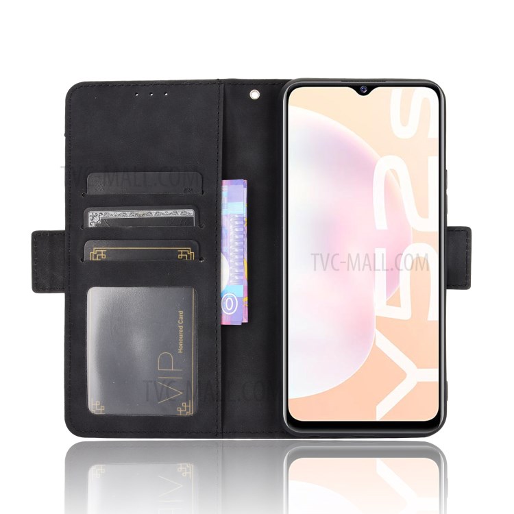 Leather Phone Wallet Design Stand Feature Protective Cover Case with Multiple Card Slots for vivo Y52s / iQOO U3 - Black-7