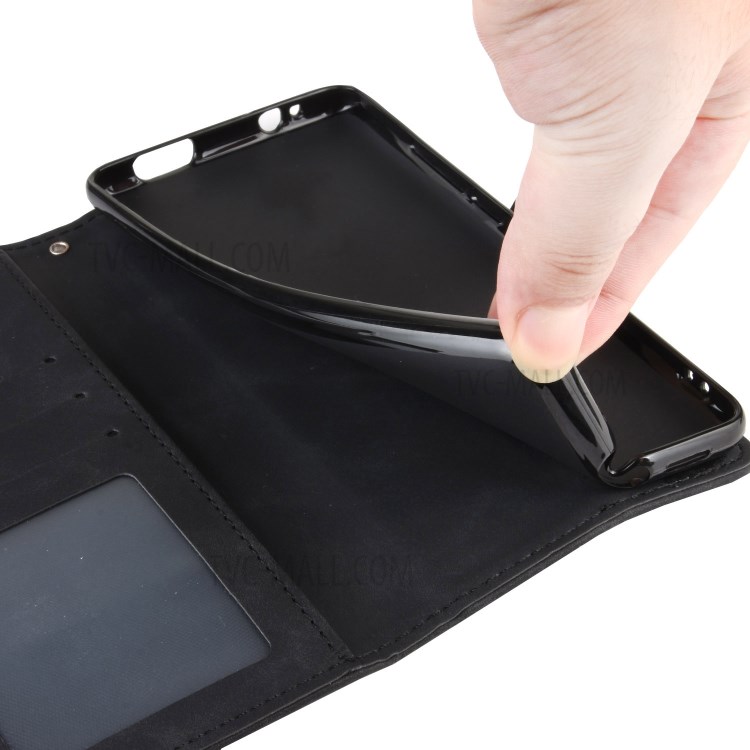 Leather Phone Wallet Design Stand Feature Protective Cover Case with Multiple Card Slots for vivo Y52s / iQOO U3 - Black-9