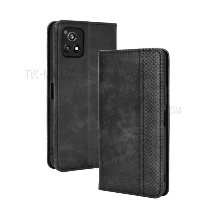 Magnetic Vintage Style Wallet Stand Phone Case Cover for vivo Y52s / vivo iQOO U3 - Black-2