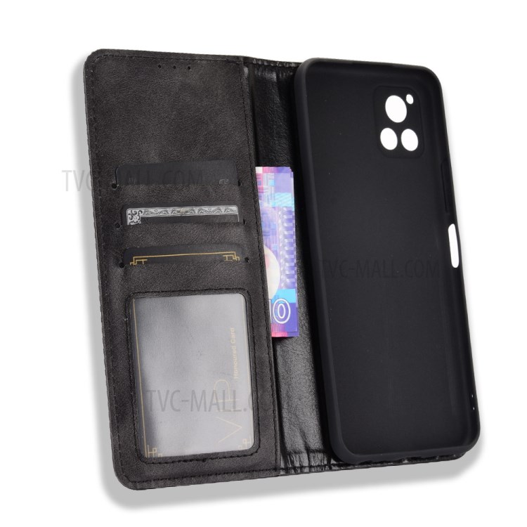 Magnetic Vintage Style Wallet Stand Phone Case Cover for vivo Y52s / vivo iQOO U3 - Black-5