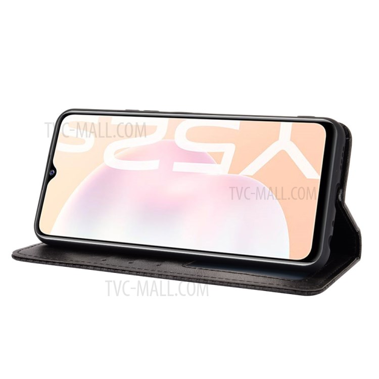 Magnetic Vintage Style Wallet Stand Phone Case Cover for vivo Y52s / vivo iQOO U3 - Black-7