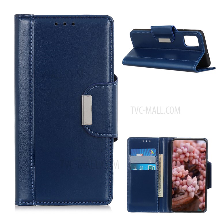 PU Leather Phone Protective Case Wallet Stand Design for Oppo Reno5 Pro 5G - Blue-1