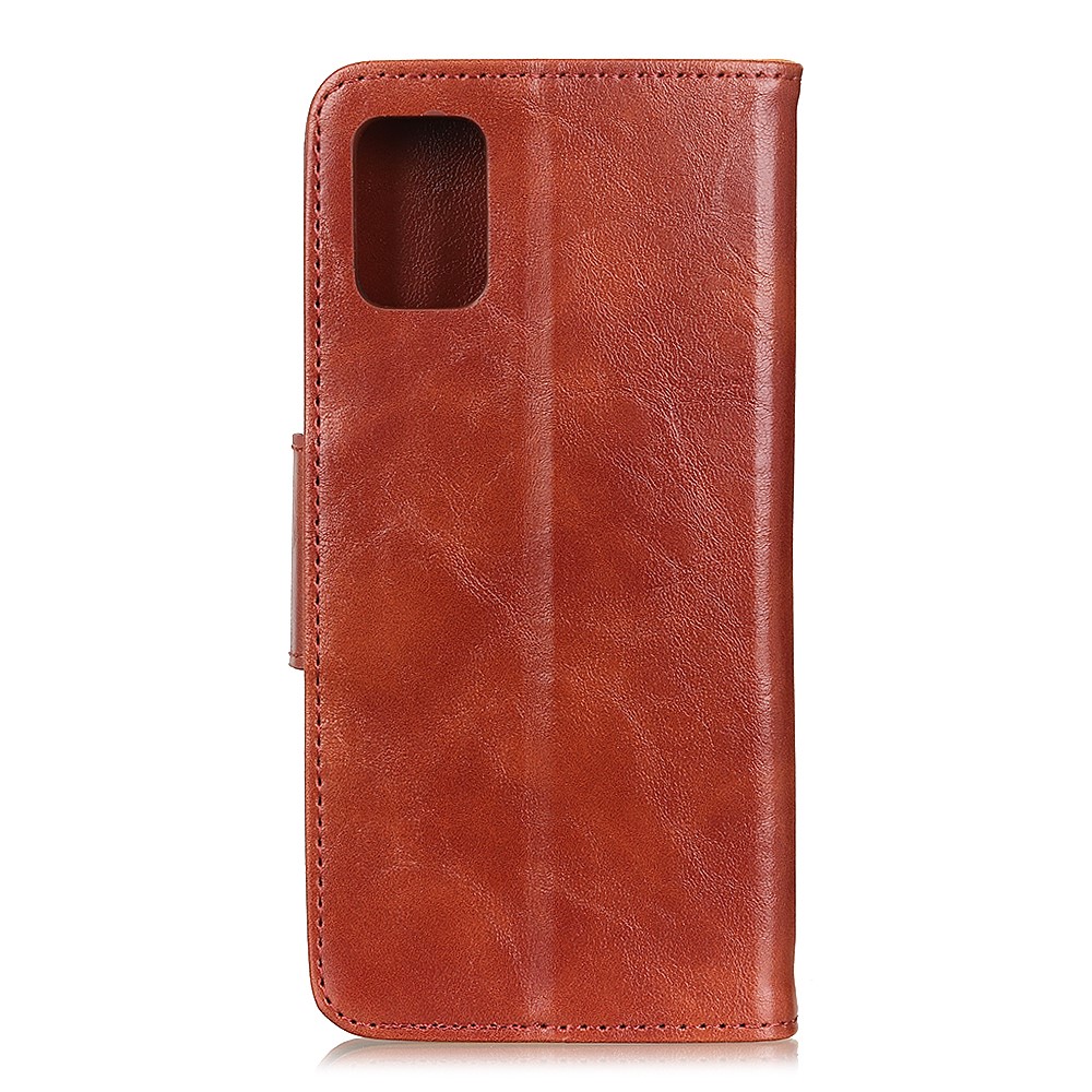 Crazy Horse Split Leather Wallet Stand Protector Cover for Oppo Reno5 Pro 5G - Brown-10