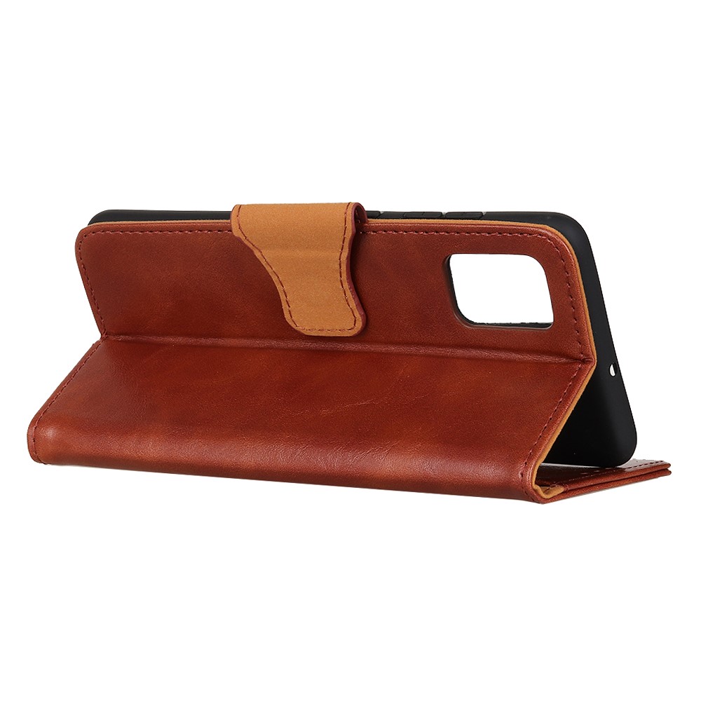 Crazy Horse Split Leather Wallet Stand Protector Cover for Oppo Reno5 Pro 5G - Brown-11