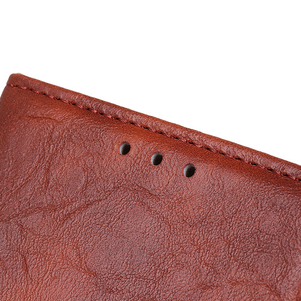 Crazy Horse Split Leather Wallet Stand Protector Cover for Oppo Reno5 Pro 5G - Brown-6