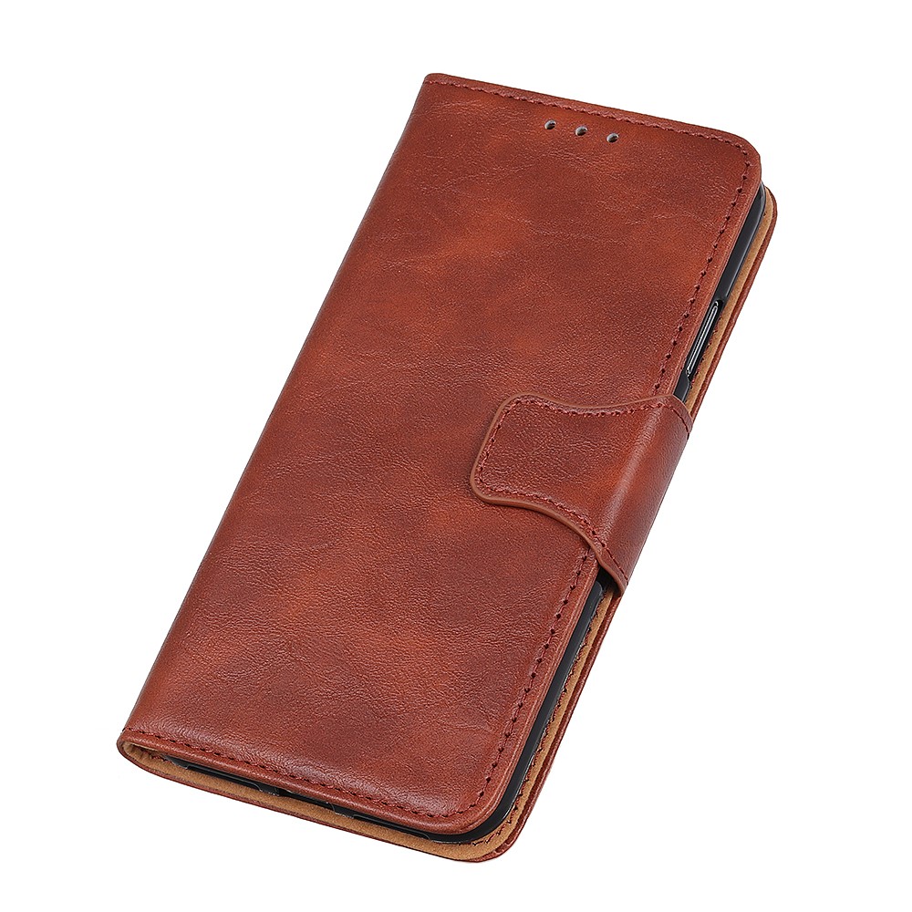 Crazy Horse Split Leather Wallet Stand Protector Cover for Oppo Reno5 Pro 5G - Brown-8