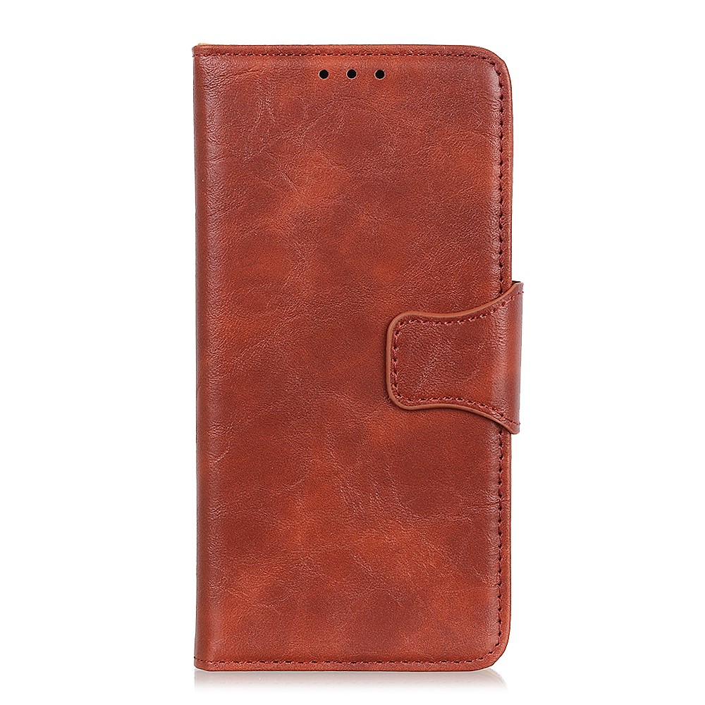 Crazy Horse Split Leather Wallet Stand Protector Cover for Oppo Reno5 Pro 5G - Brown-9