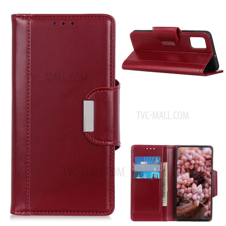 PU Leather Wallet Stand Phone Protective Case for Oppo Reno5 5G - Red-1
