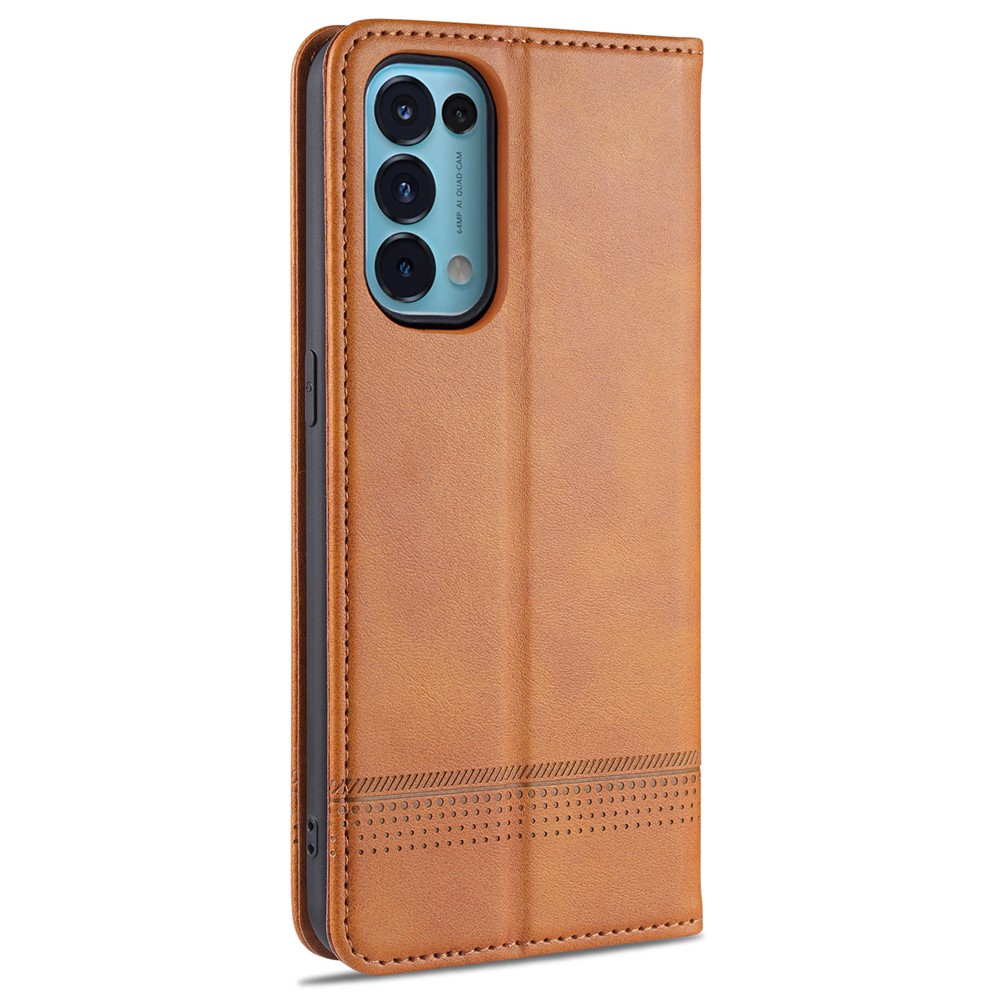 AZNS for Oppo Reno5 Pro 5G Auto-absorbed Leather Cover Stand Case - Brown-2