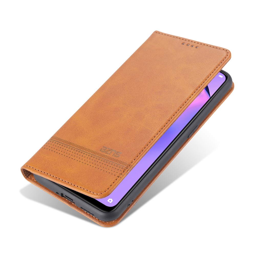 AZNS for Oppo Reno5 Pro 5G Auto-absorbed Leather Cover Stand Case - Brown-3