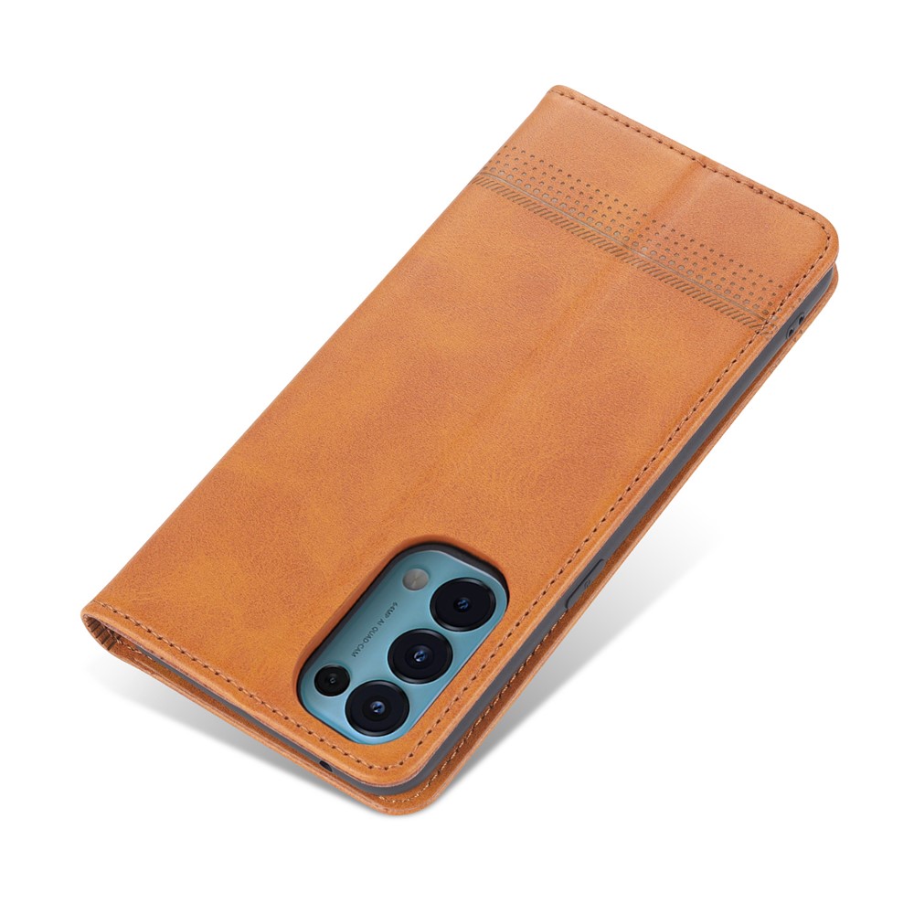 AZNS for Oppo Reno5 Pro 5G Auto-absorbed Leather Cover Stand Case - Brown-5